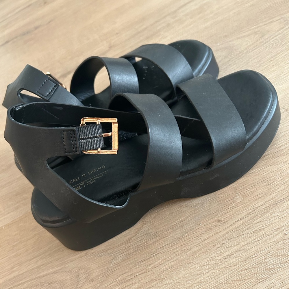Call It Spring Black Strappy Sandals